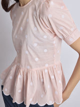 Women's Blush Embroidered Peplum Top