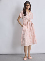 Women's Blush Embroidered Shirt Dress