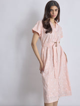 Women's Blush Embroidered Shirt Dress