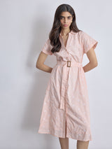 Women's Blush Embroidered Shirt Dress