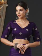 Women's Viscose Purple Woven Design Designer Saree with Blouse Piece