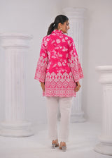 Women's Pink Work Regular Fit Solid Full Sleeves Co-Ord Sets