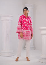 Women's Pink Work Regular Fit Solid Full Sleeves Co-Ord Sets