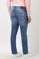 Men's Navy Outdoor Tapered Fit Solid Jeans