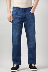 Men's Navy Outdoor Bootcut Fit Solid Jeans