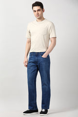 Men's Navy Outdoor Bootcut Fit Solid Jeans