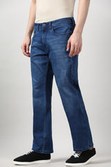 Men's Navy Outdoor Bootcut Fit Solid Jeans