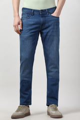 Men's Navy Outdoor Tapered Fit Solid Jeans