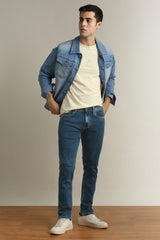 Men's Navy Outdoor Tapered Fit Solid Jeans