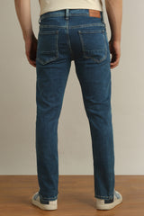 Men's Navy Outdoor Tapered Fit Solid Jeans