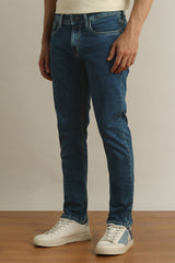 Men's Navy Outdoor Tapered Fit Solid Jeans