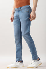 Men's Navy Outdoor Tapered Fit Solid Jeans