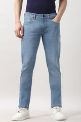 Men's Light Blue Outdoor Skinny Fit Solid Jeans