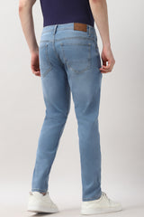 Men's Light Blue Outdoor Skinny Fit Solid Jeans