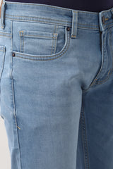 Men's Light Blue Outdoor Skinny Fit Solid Jeans