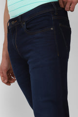 Men's Navy Outdoor Tapered Fit Solid Jeans