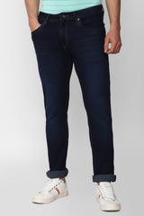 Men's Navy Outdoor Tapered Fit Solid Jeans