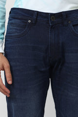 Men's Blue Outdoor Tapered Fit Solid Jeans