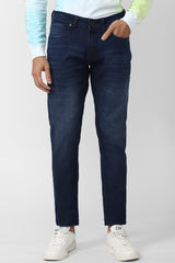 Men's Blue Outdoor Tapered Fit Solid Jeans