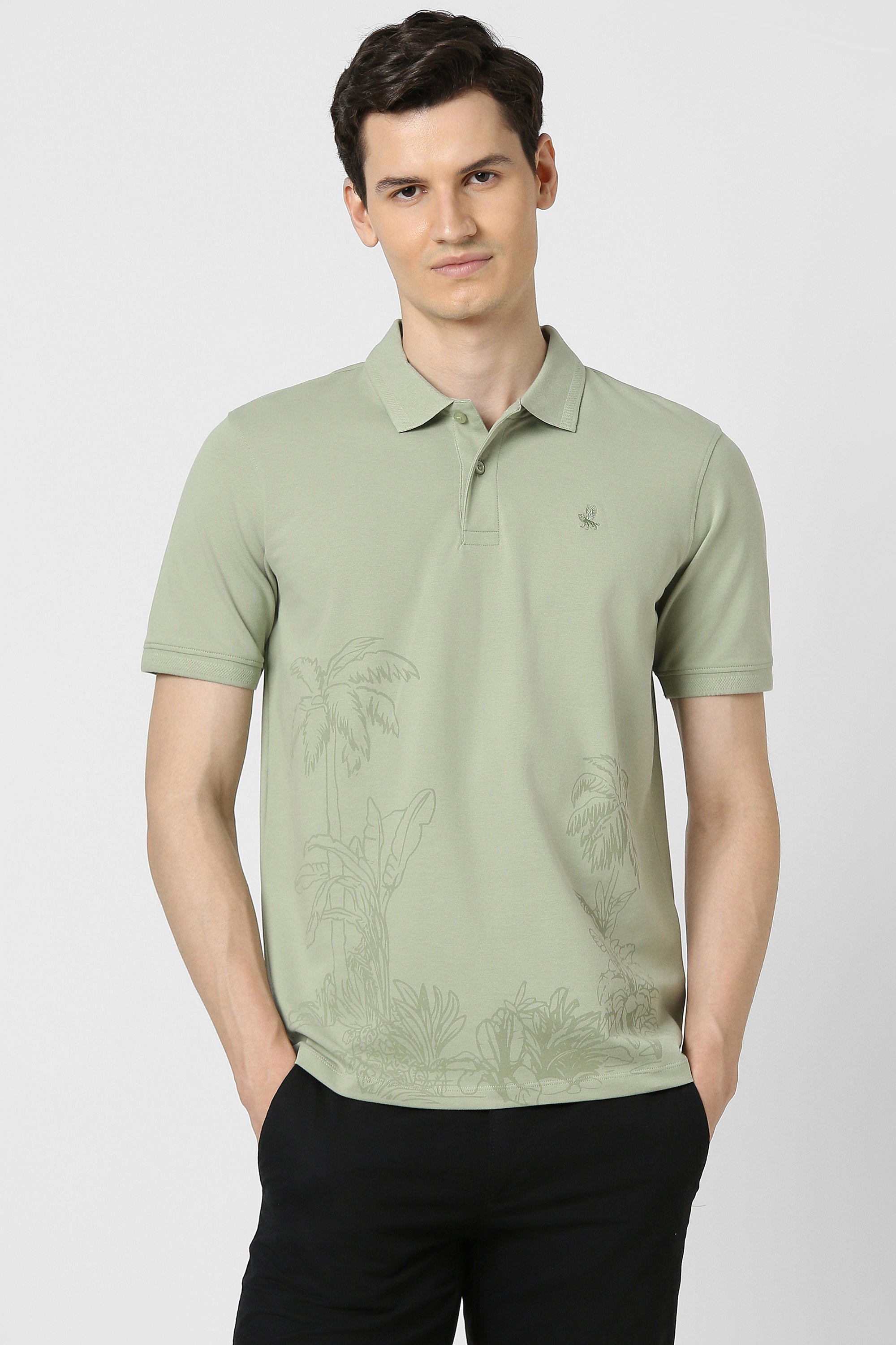 Men's Green Casual Half Sleeves Polo Tshirt