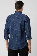 Men's Navy Casual Full Sleeves Shirt