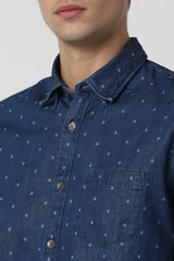 Men's Navy Casual Full Sleeves Shirt