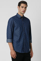 Men's Navy Casual Full Sleeves Shirt