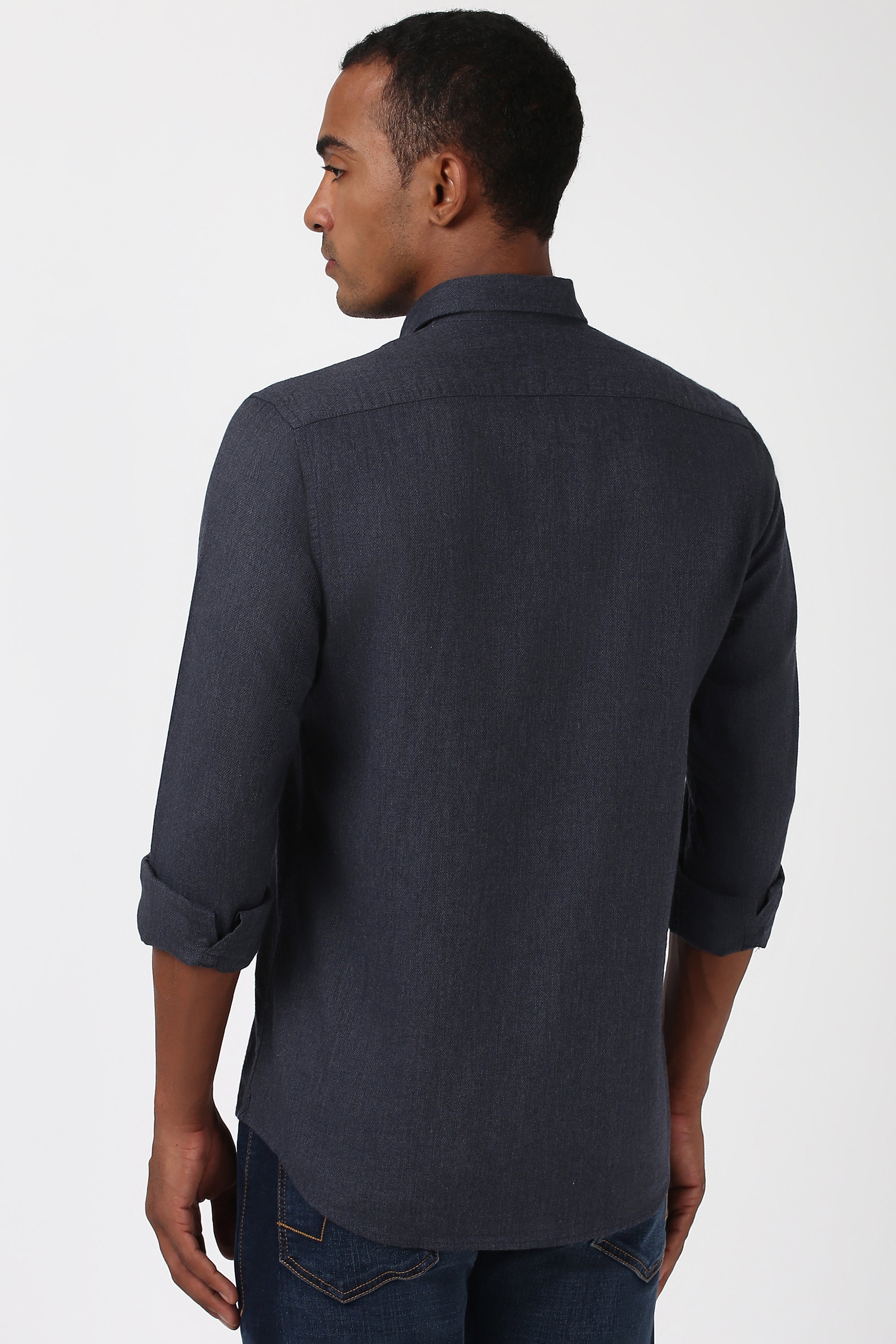Men's Charcoal Casual Full Sleeves Shirt
