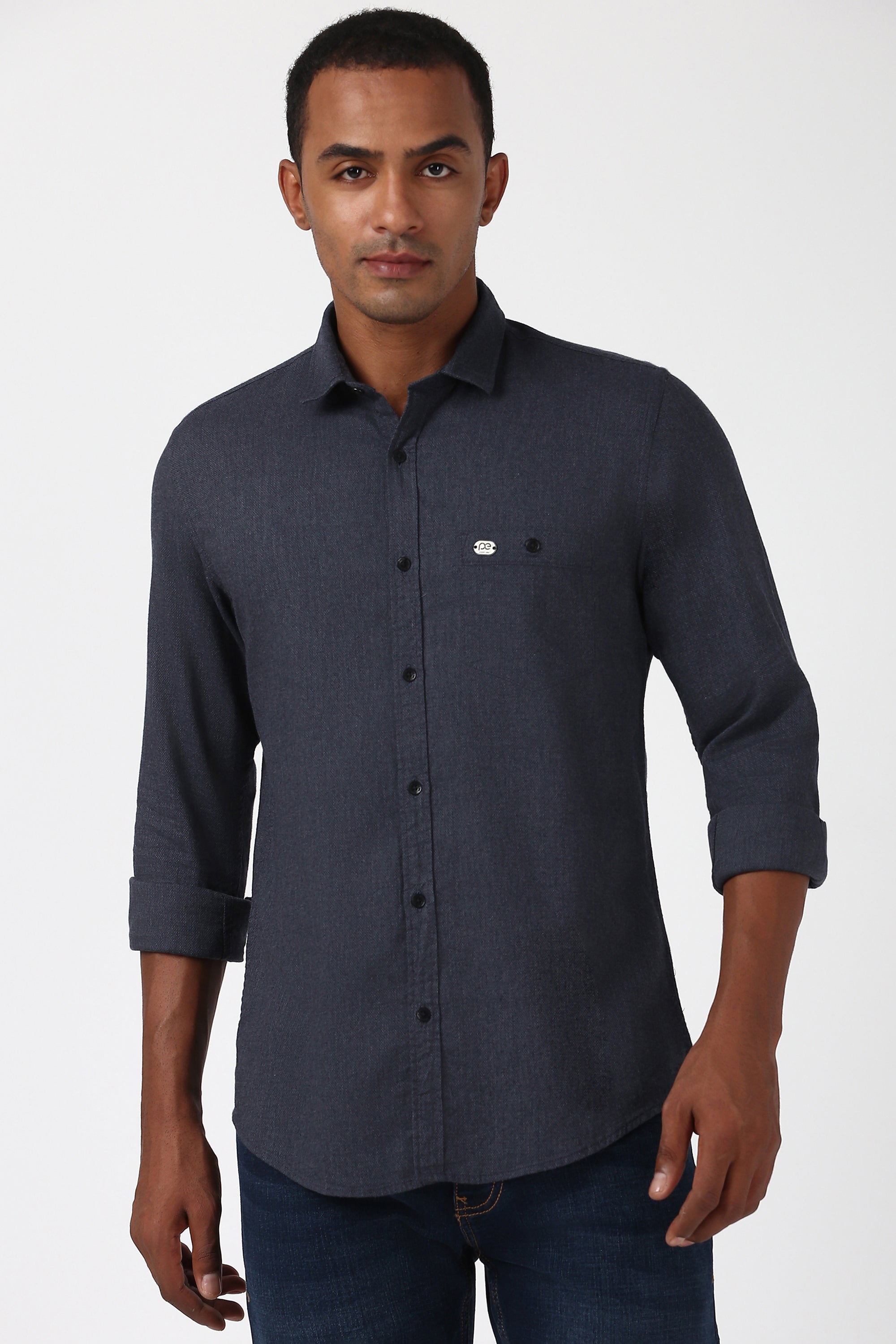 Men's Charcoal Casual Full Sleeves Shirt