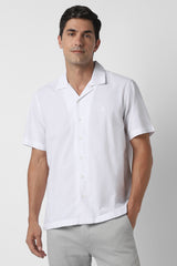 Men's White Casual Half Sleeves Shirt