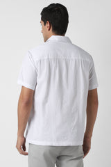 Men's White Casual Half Sleeves Shirt