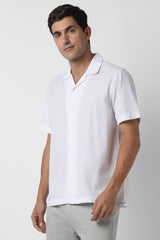 Men's White Casual Half Sleeves Shirt