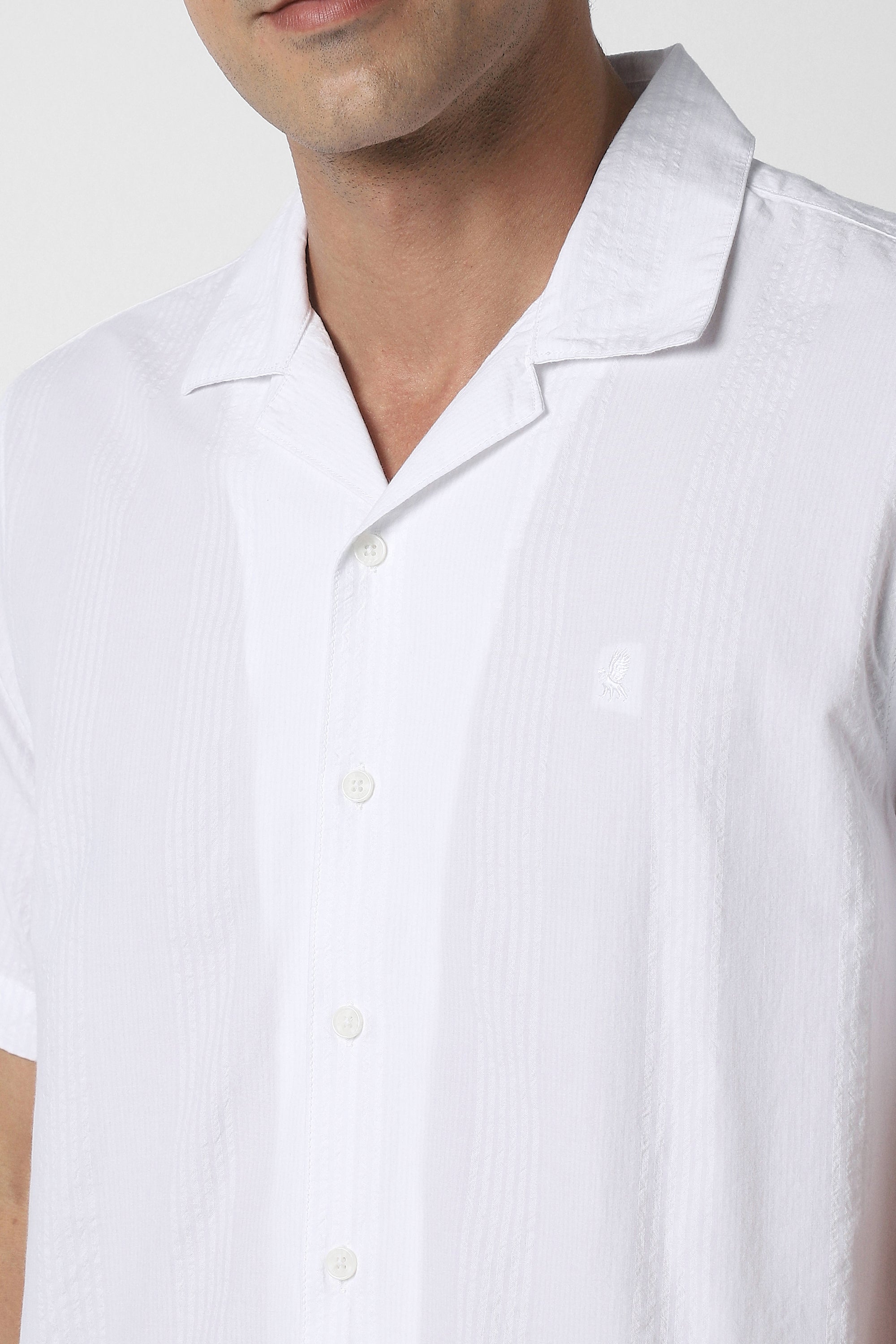 Men's White Casual Half Sleeves Shirt