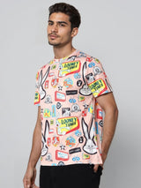 Men's Slim Fit Looney Tunes Printed Round Neck Tshirt