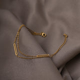 Women's Gold Bar Charm Bracelet Waterproof & Anti-Tarnish
