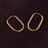 Women's Gold Plated Plain Oval Hoop Earrings Waterproof & Anti-Tarnish