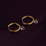 Women's Gold Plated Athena Solitaire Hoop Earrings Waterproof & Anti-Tarnish