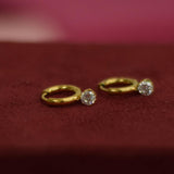 Women's Gold Plated Athena Solitaire Hoop Earrings Waterproof & Anti-Tarnish