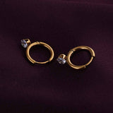 Women's Gold Plated Athena Solitaire Hoop Earrings Waterproof & Anti-Tarnish