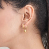 Women's Gold Plated Small Heart Hoop Earrings Waterproof & Anti-Tarnish