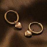 Women's Gold Plated Small Heart Hoop Earrings Waterproof & Anti-Tarnish