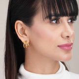 Women's Gold Plated Triple Circle Hoop Earrings Waterproof & Anti-Tarnish