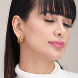Women's Gold Plated Triple Circle Hoop Earrings Waterproof & Anti-Tarnish