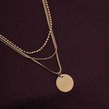 Women's Gold Plated Round Belle Three Layer Necklace Waterproof & Anti-Tarnish