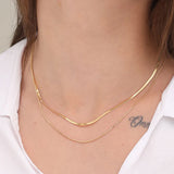 Women's Gold Plated Plain Chain Two Layer Necklace Waterproof & Anti-Tarnish