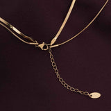 Women's Gold Plated Plain Chain Two Layer Necklace Waterproof & Anti-Tarnish