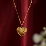 Women's Gold Plated Heart Rays Necklace Waterproof & Anti-Tarnish