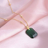 Women's Gold Plated Dazzling Emerald Necklace Waterproof & Anti-Tarnish