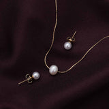 Women's Gold Serene Pearl Necklace & Earring Jewellery Set - Pack of 2