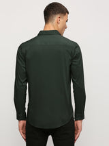 Mens Green Casual Regular Solid Full Sleeves Shirt